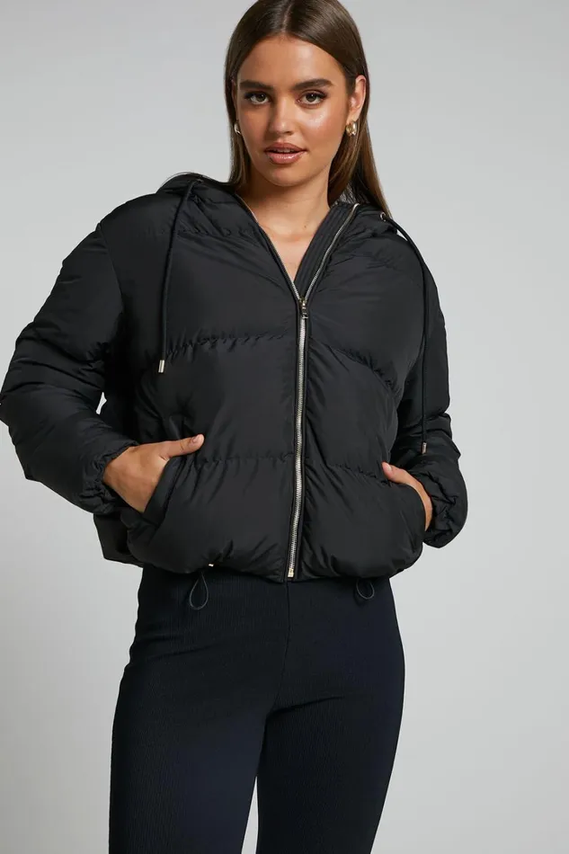 Helgi Jacket 8211 Hooded Puffer Jacket In Black Women Showpo Basics Helgi Jacket 8211 Hooded Puffer Jacket In Black Women Showpo Basics