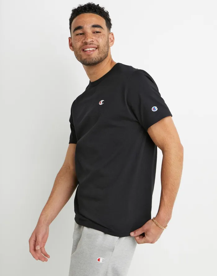 Heritage ShortSleeve TShirt C Logo Black Men Champion TShirts and Tops