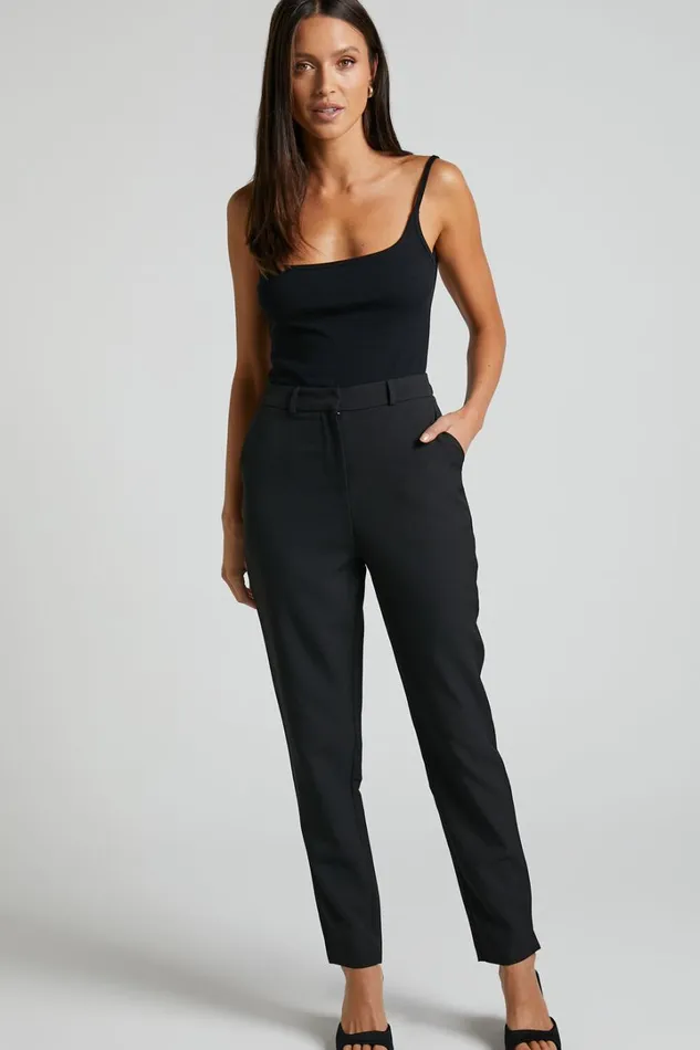 Hermie Pants 8211 High Waisted Cropped Tailored Pants In Black Women Showpo Pants