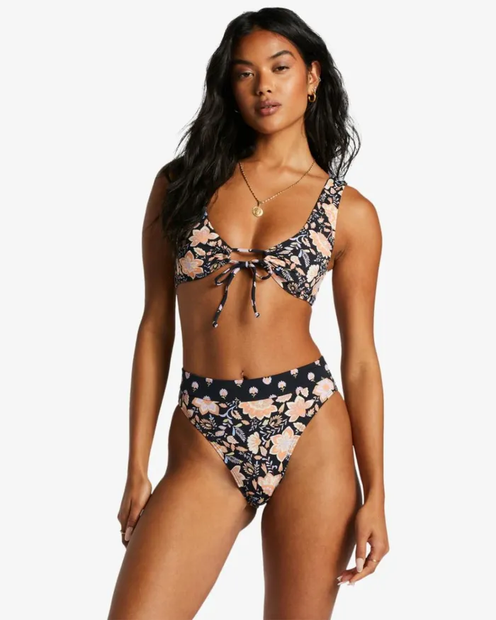 Hide Away Hippie Ruch Reversible Bikini Top Black Pebble Women Billabong Bikinis