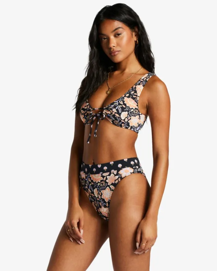 Hide Away Hippie Ruch Reversible Bikini Top Black Pebble Women Billabong Bikinis