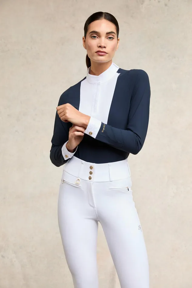 Holland Cooper Base Layers Women Gatcombe Long Sleeve Show Shirt Ink Navy
