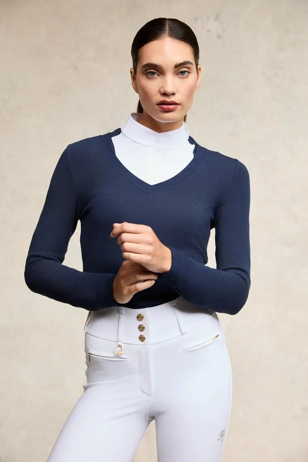 Holland Cooper Base Layers Women Gatcombe Long Sleeve Show Shirt Ink Navy Holland Cooper Base Layers Women Gatcombe Long Sleeve Show Shirt Ink Navy