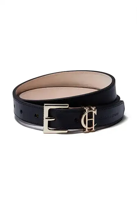 Holland Cooper Belts Women HC Slim Logo Belt Black Holland Cooper Belts Women HC Slim Logo Belt Black