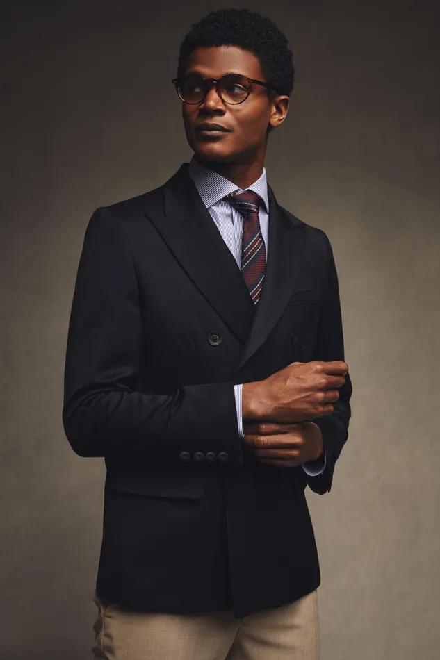 Holland Cooper Blazers Men The Double Breasted Blazer Black Barathea Holland Cooper Blazers Men The Double Breasted Blazer Black Barathea