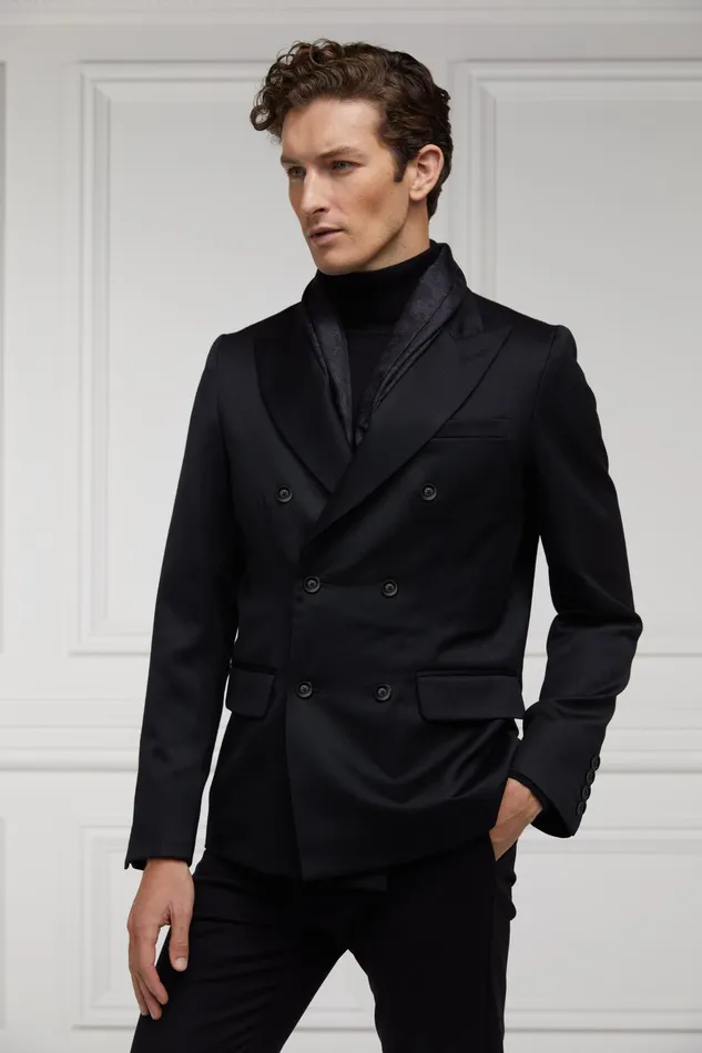 Holland Cooper Blazers Men The Double Breasted Blazer Black Barathea Holland Cooper Blazers Men The Double Breasted Blazer Black Barathea