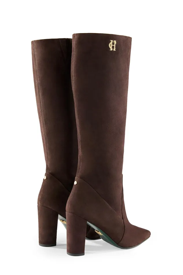 Holland Cooper Boots Women Kensington Knee Boot Chocolate Suede Holland Cooper Boots Women Kensington Knee Boot Chocolate Suede