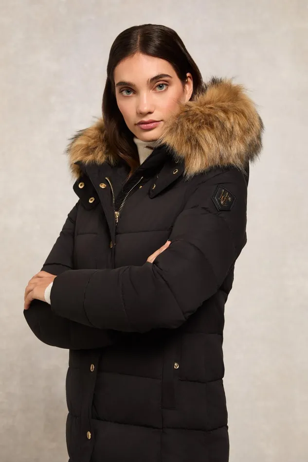 Holland Cooper Coats Women Stoneleigh Longline Coat Black Holland Cooper Coats Women Stoneleigh Longline Coat Black