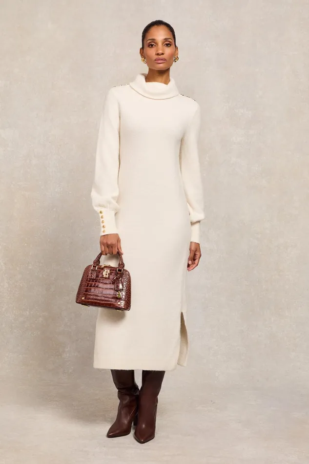Holland Cooper Dresses Women Berkeley Roll Neck Dress Natural