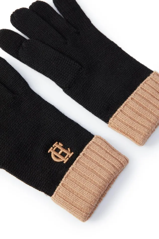 Holland Cooper Gloves Women Chelsea Logo Knitted Gloves Black Tan Holland Cooper Gloves Women Chelsea Logo Knitted Gloves Black Tan