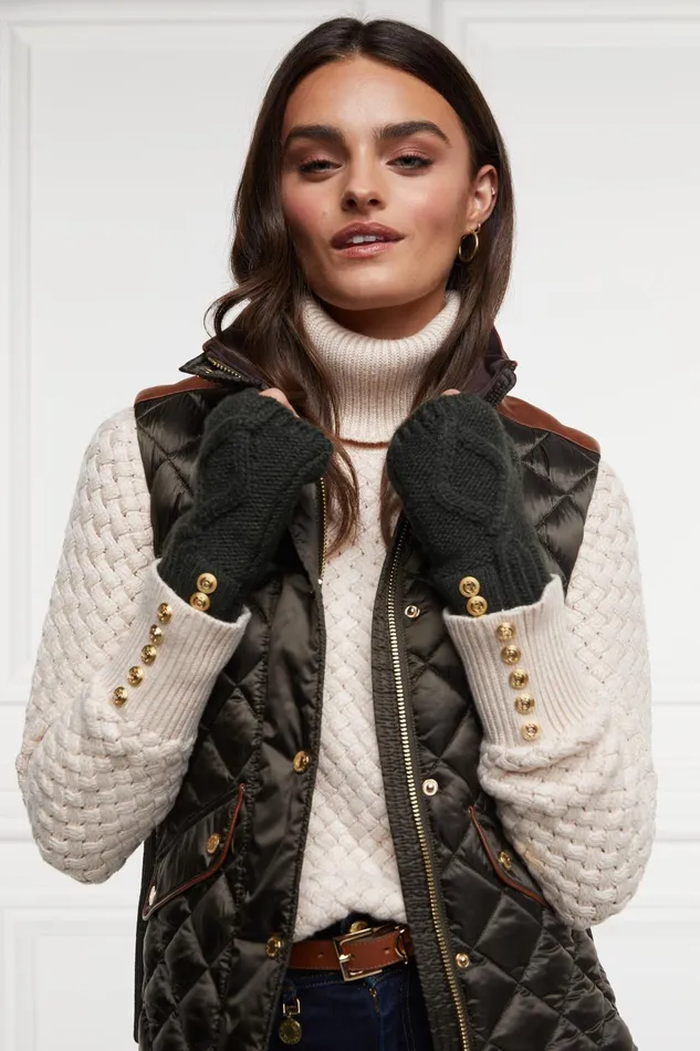 Holland Cooper Gloves Women Cortina Fingerless Gloves Fern Green