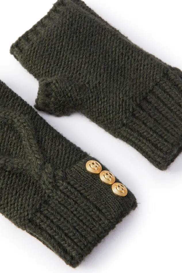 Holland Cooper Gloves Women Cortina Fingerless Gloves Fern Green Holland Cooper Gloves Women Cortina Fingerless Gloves Fern Green