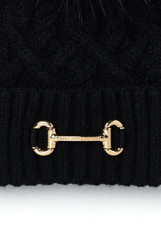Holland Cooper Hats and Headbands Women Horsebit Bobble Hat Black Holland Cooper Hats and Headbands Women Horsebit Bobble Hat Black