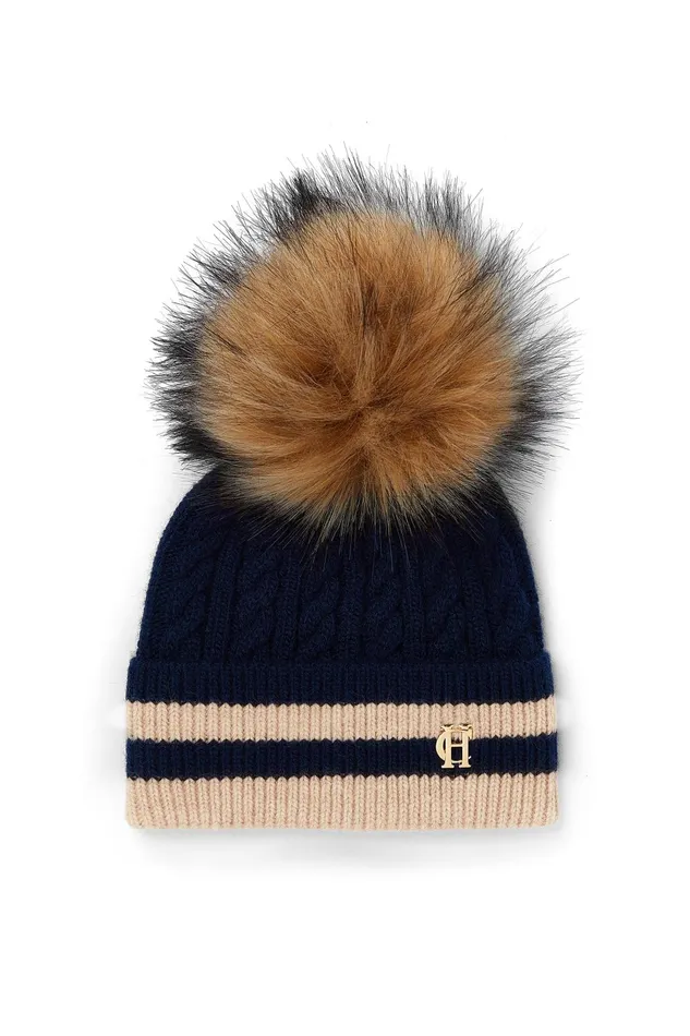 Holland Cooper Hats and Headbands Women Zoe Bobble Hat Ink Navy Stripe