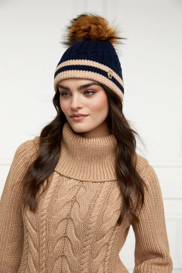 Holland Cooper Hats and Headbands Women Zoe Bobble Hat Ink Navy Stripe Holland Cooper Hats and Headbands Women Zoe Bobble Hat Ink Navy Stripe