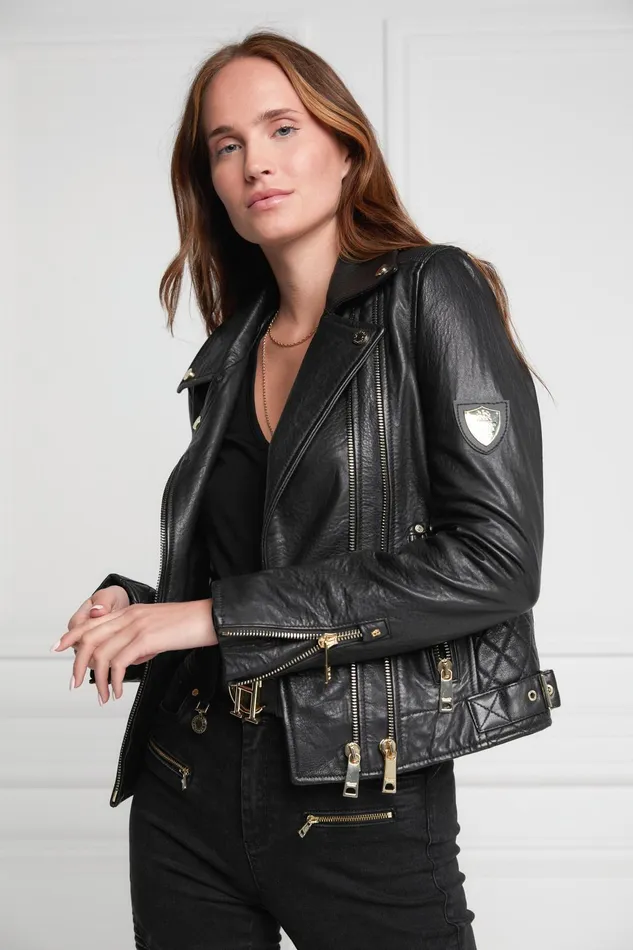Holland Cooper Jackets Women Leather Biker Jacket
