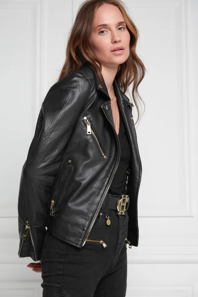 Holland Cooper Jackets Women Leather Biker Jacket