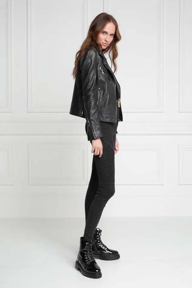 Holland Cooper Jackets Women Leather Biker Jacket