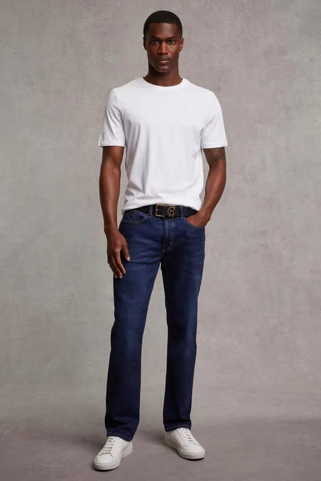 Holland Cooper Jeans Men Classic Straight Jean Washed Indigo