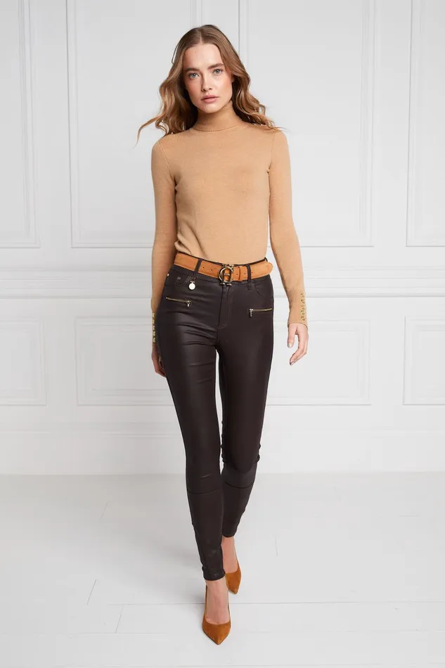 Holland Cooper Jeans Women Coated Jodhpur Jean Chocolate