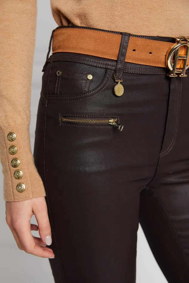 Holland Cooper Jeans Women Coated Jodhpur Jean Chocolate Holland Cooper Jeans Women Coated Jodhpur Jean Chocolate