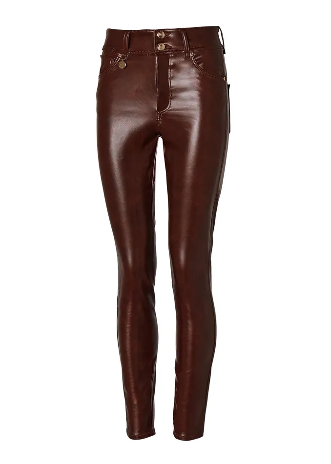 Holland Cooper Jeans Women Faux Leather Skinny Jean Brown
