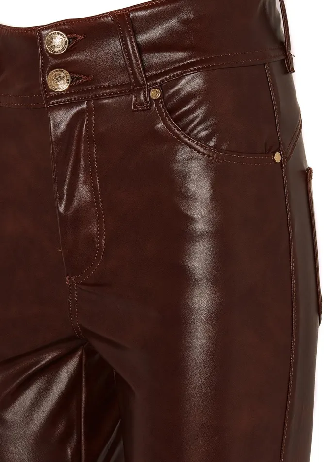 Holland Cooper Jeans Women Faux Leather Skinny Jean Brown
