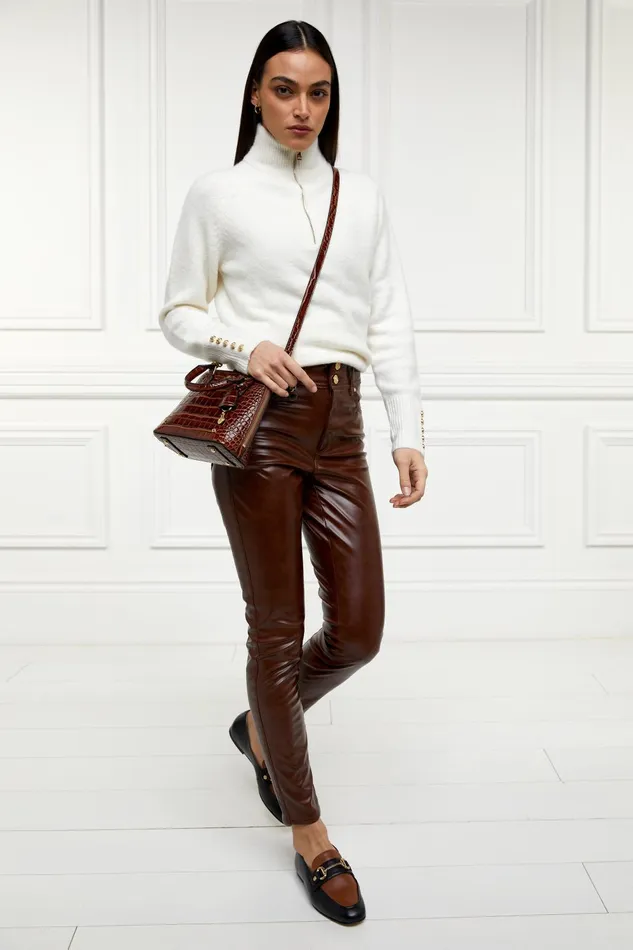 Holland Cooper Jeans Women Faux Leather Skinny Jean Brown