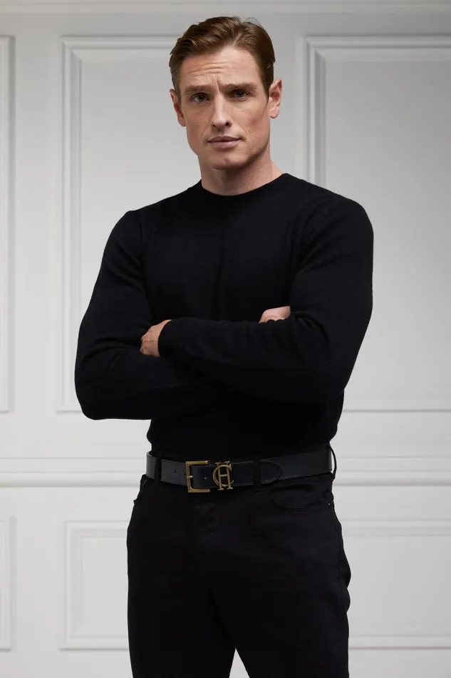 Holland Cooper Knitwear Men Byron Crew Neck Knit Black