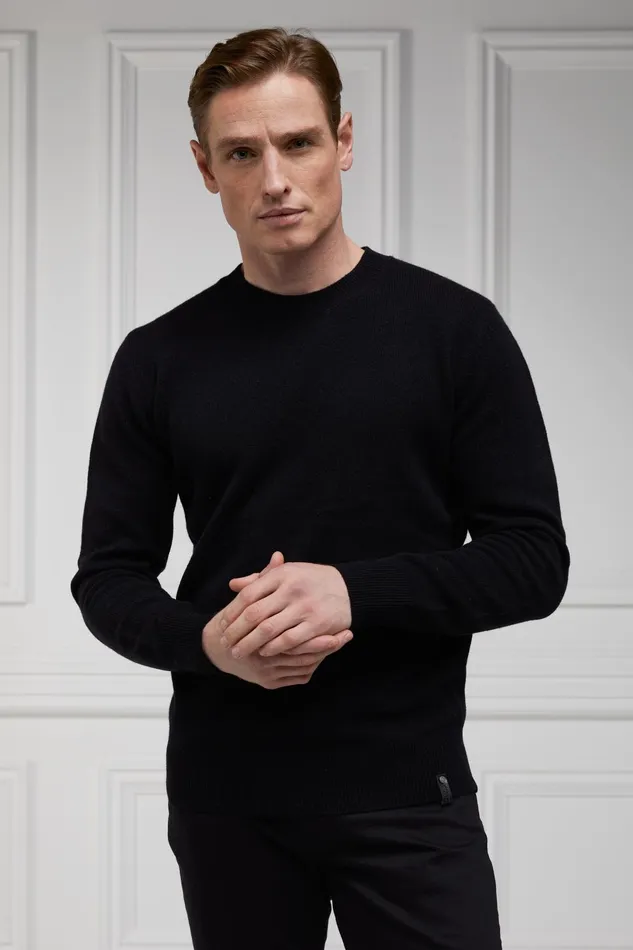 Holland Cooper Knitwear Men Byron Crew Neck Knit Black