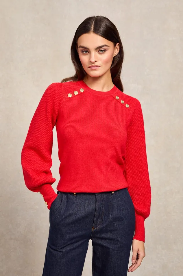 Holland Cooper Knitwear Women Naomi Crew Neck Knit Hot Coral