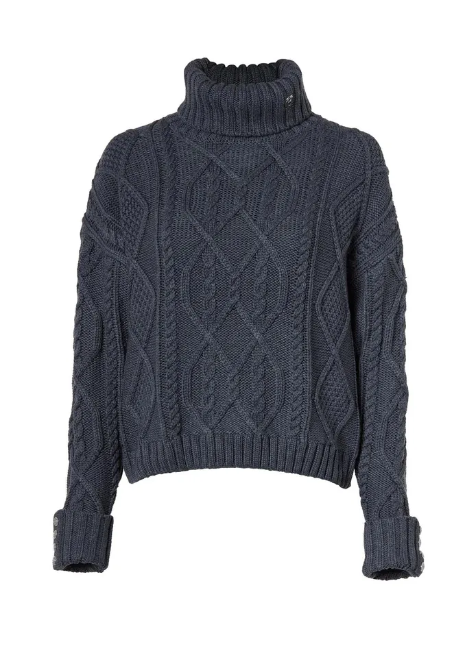 Holland Cooper Knitwear Women Noveli Cable Knit Charcoal Holland Cooper Knitwear Women Noveli Cable Knit Charcoal
