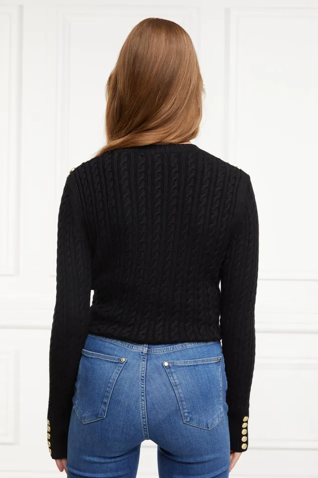 Holland Cooper Knitwear Women Seattle Cable Crew Knit Black Holland Cooper Knitwear Women Seattle Cable Crew Knit Black