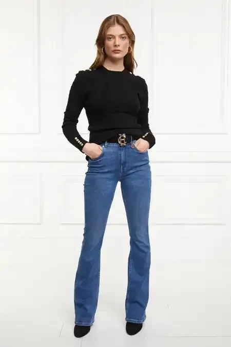 Holland Cooper Knitwear Women Seattle Cable Crew Knit Black Holland Cooper Knitwear Women Seattle Cable Crew Knit Black