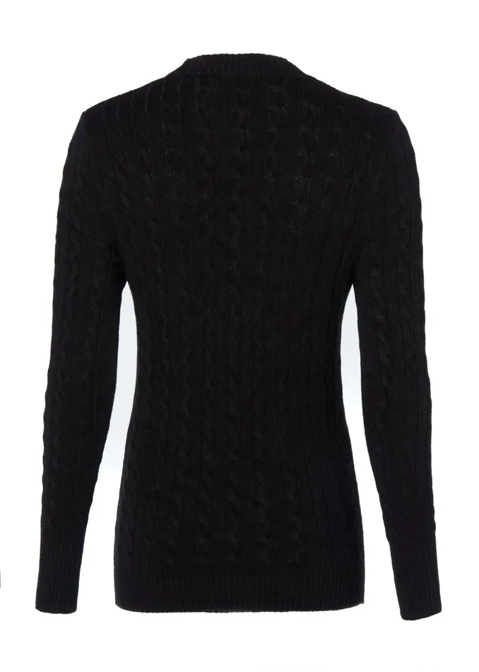 Holland Cooper Knitwear Women Seattle Cable Crew Knit Black Holland Cooper Knitwear Women Seattle Cable Crew Knit Black