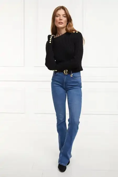 Holland Cooper Knitwear Women Seattle Cable Crew Knit Black Holland Cooper Knitwear Women Seattle Cable Crew Knit Black
