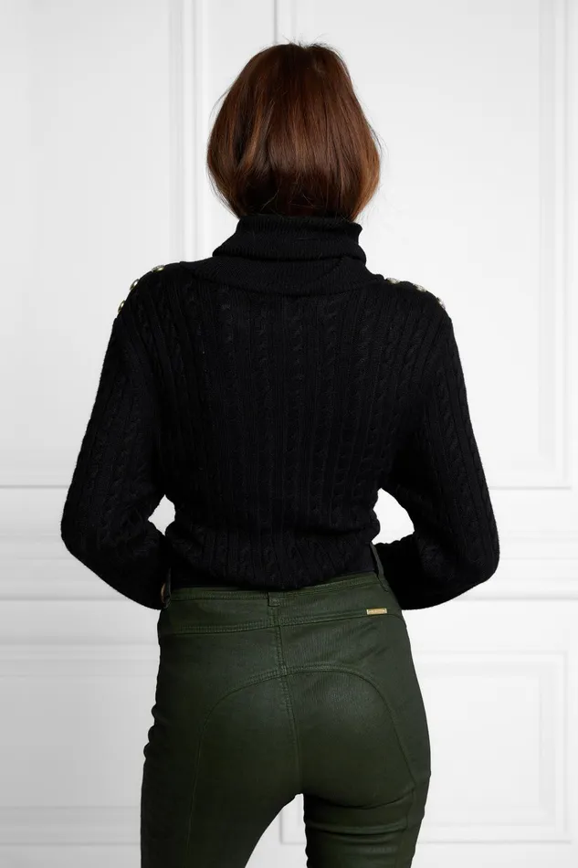 Holland Cooper Knitwear Women Seattle Roll Neck Cable Knit Black Holland Cooper Knitwear Women Seattle Roll Neck Cable Knit Black