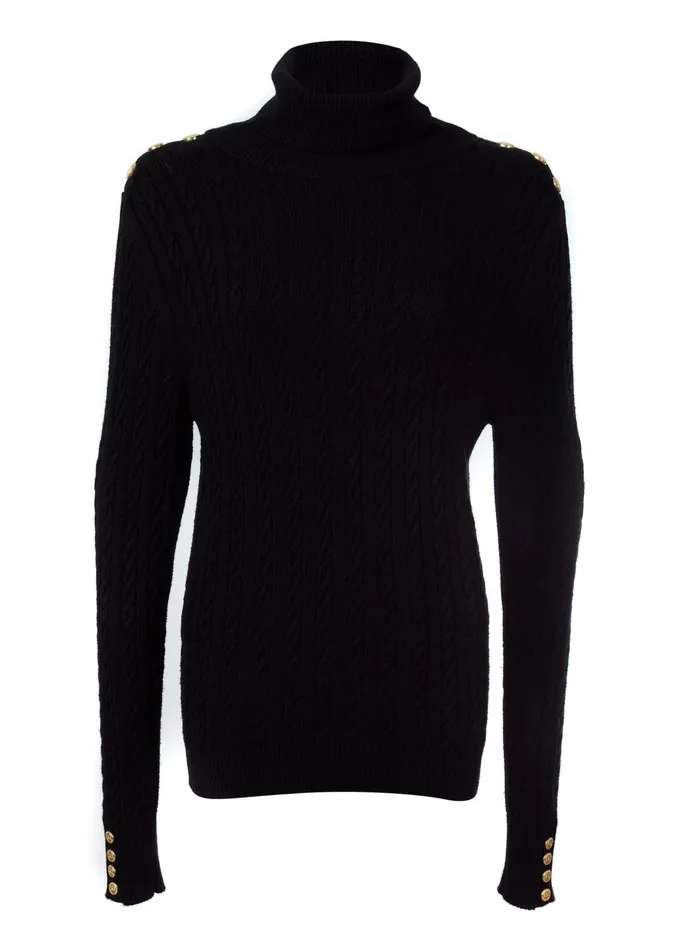 Holland Cooper Knitwear Women Seattle Roll Neck Cable Knit Black Holland Cooper Knitwear Women Seattle Roll Neck Cable Knit Black