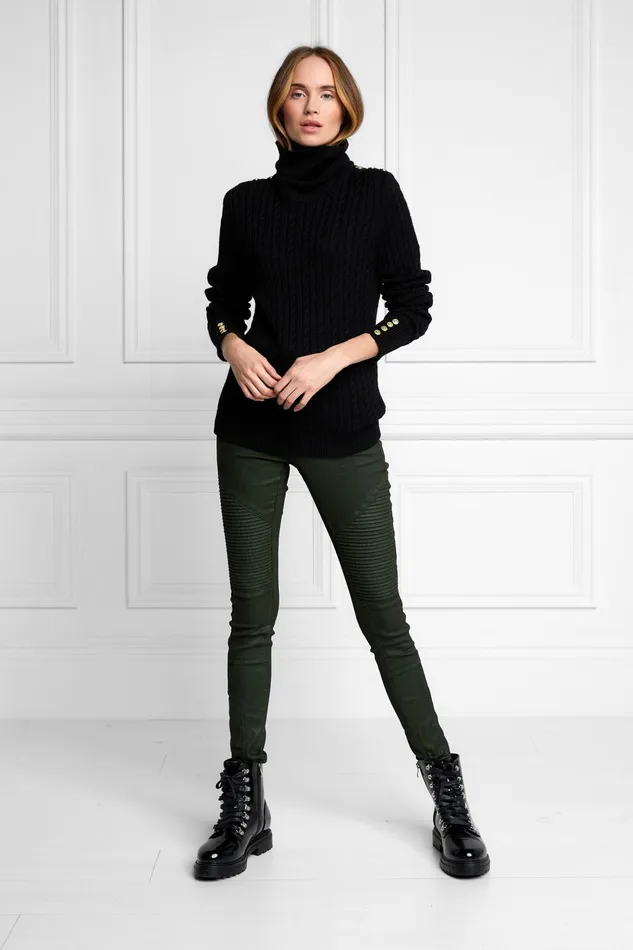 Holland Cooper Knitwear Women Seattle Roll Neck Cable Knit Black Holland Cooper Knitwear Women Seattle Roll Neck Cable Knit Black