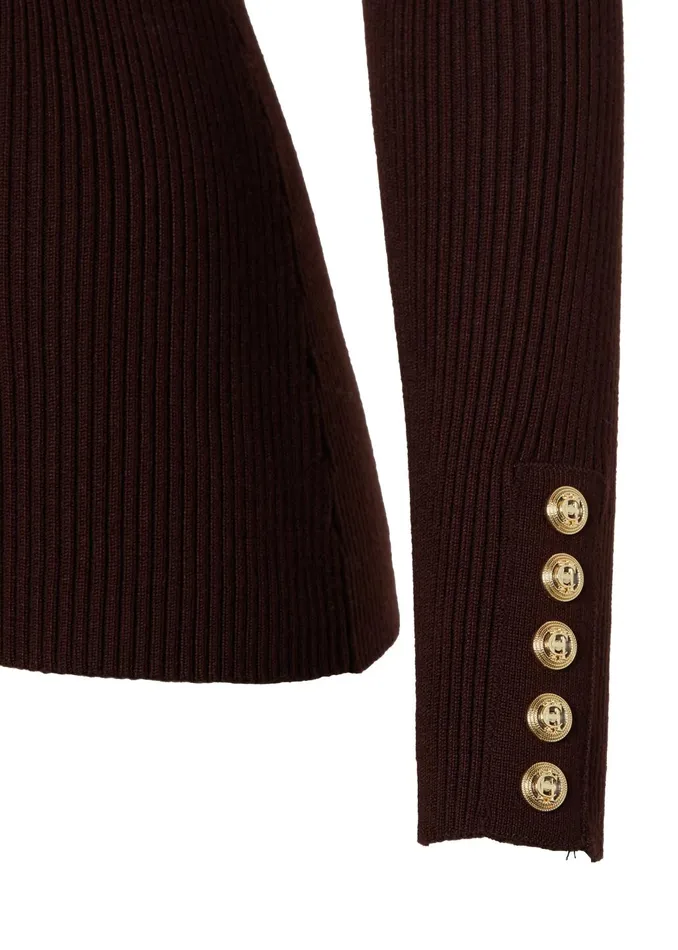 Holland Cooper Knitwear Women VNeck Rib Top Chocolate Holland Cooper Knitwear Women VNeck Rib Top Chocolate
