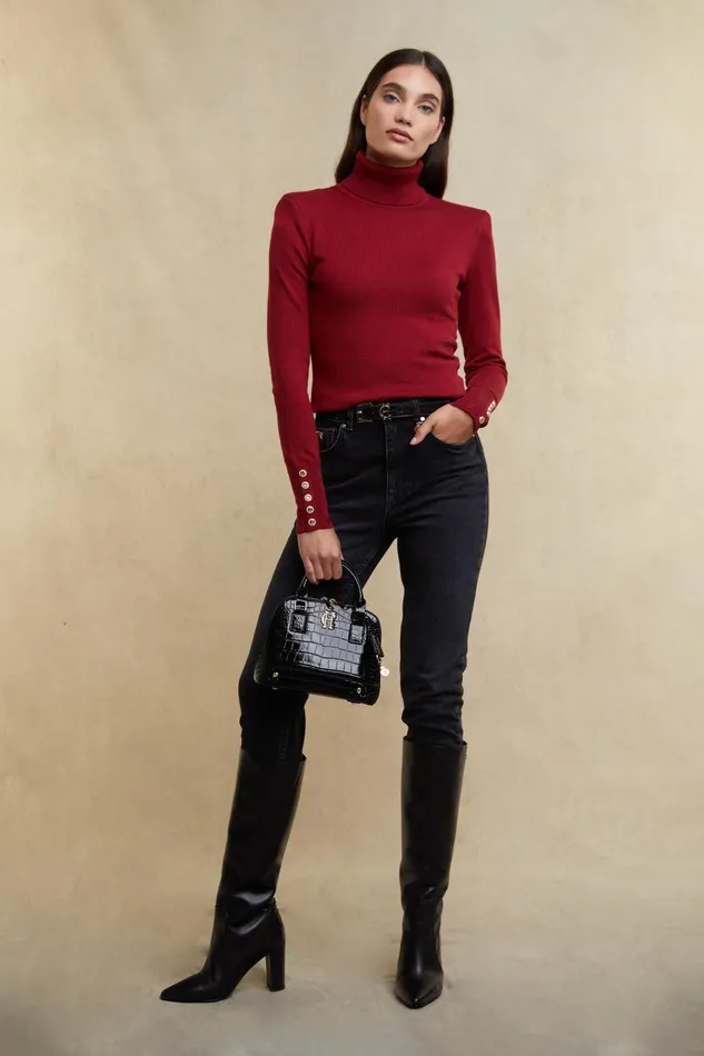 Holland Cooper Knitwear Women Victoria Cashmere Roll Neck Berry Holland Cooper Knitwear Women Victoria Cashmere Roll Neck Berry