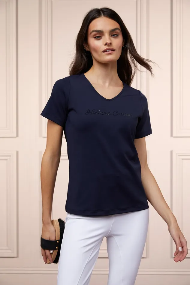 Holland Cooper Polo Shirts and Tees Women Training VNeck Tee Ink Navy