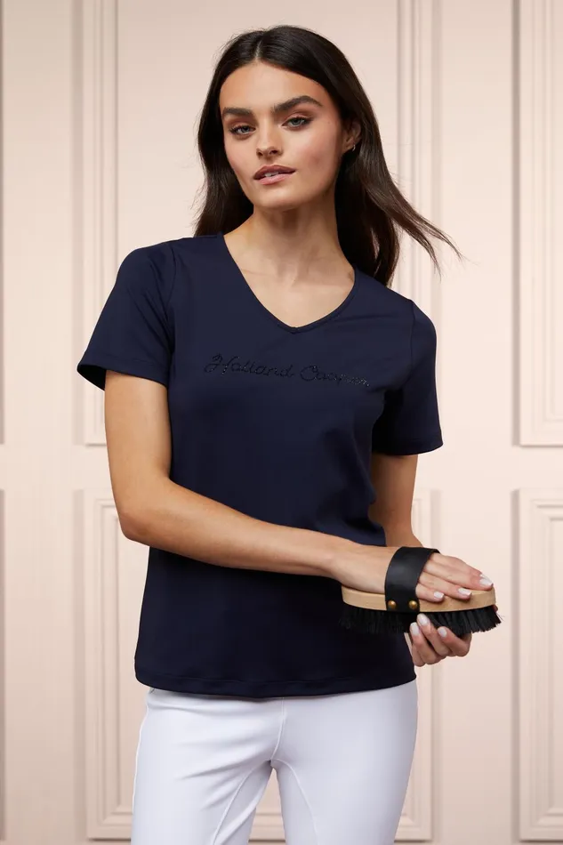 Holland Cooper Polo Shirts and Tees Women Training VNeck Tee Ink Navy Holland Cooper Polo Shirts and Tees Women Training VNeck Tee Ink Navy