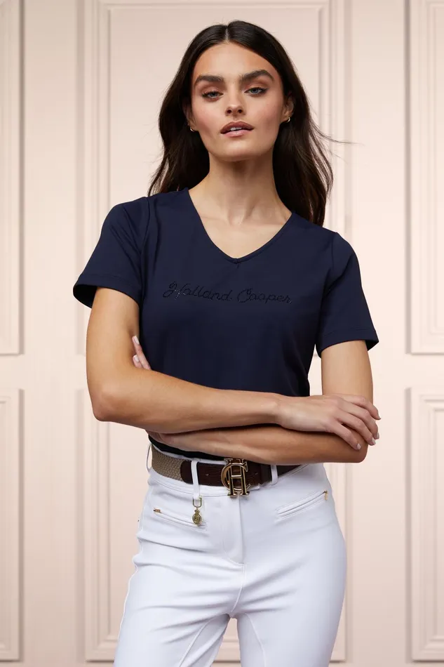 Holland Cooper Polo Shirts and Tees Women Training VNeck Tee Ink Navy Holland Cooper Polo Shirts and Tees Women Training VNeck Tee Ink Navy
