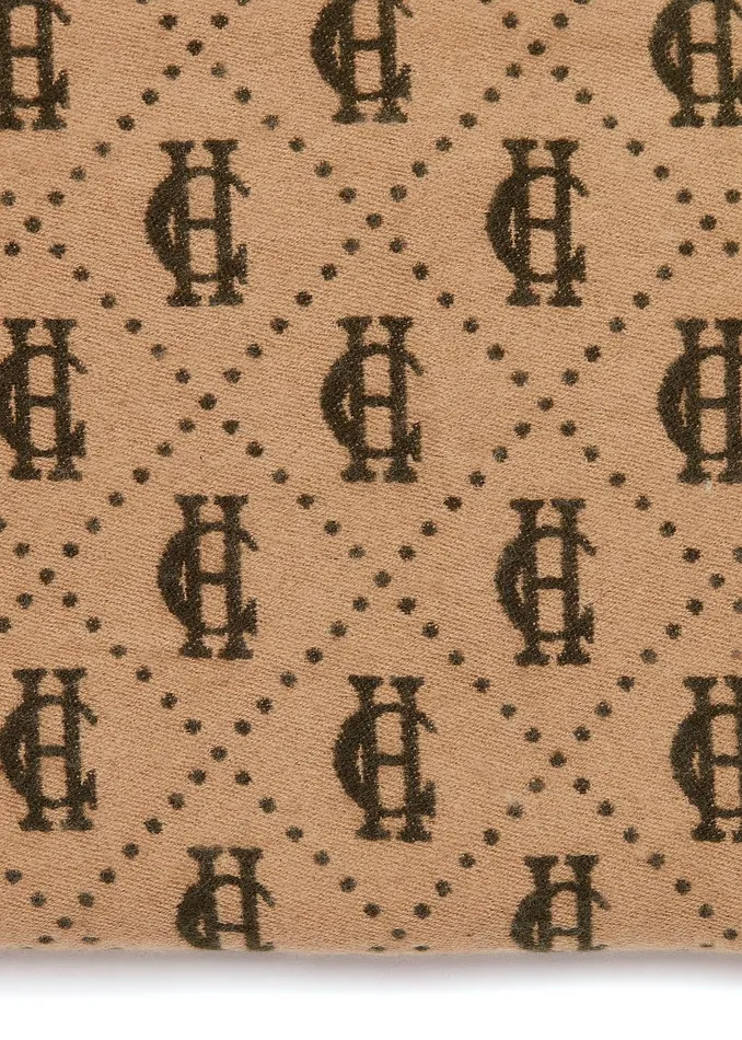 Holland Cooper Scarves Women Lightweight Monogram Scarf Light Camel Forest Green Holland Cooper Scarves Women Lightweight Monogram Scarf Light Camel Forest Green