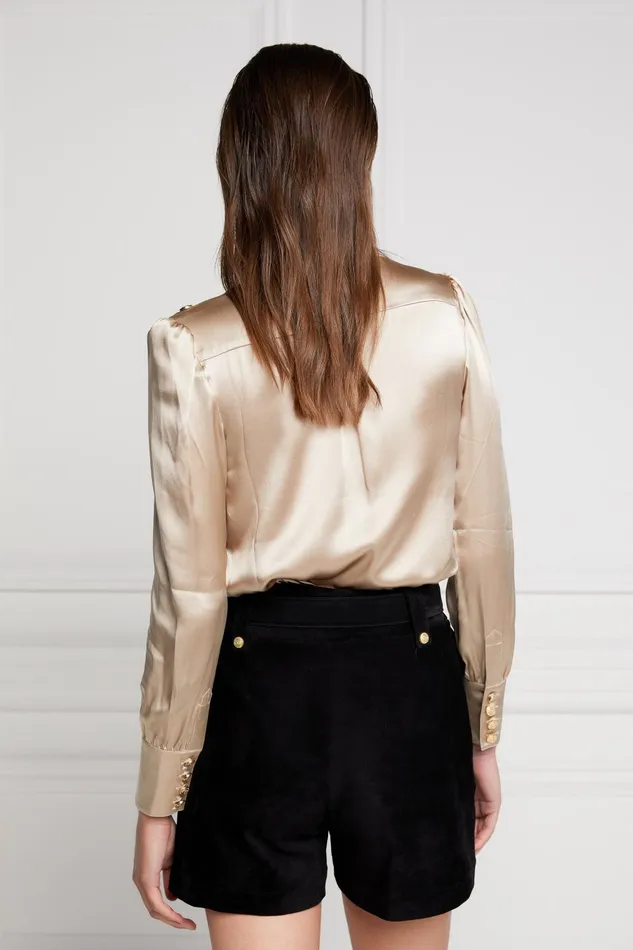 Holland Cooper Shirts and Blouses Women Silk VNeck Blouse Champagne Holland Cooper Shirts and Blouses Women Silk VNeck Blouse Champagne