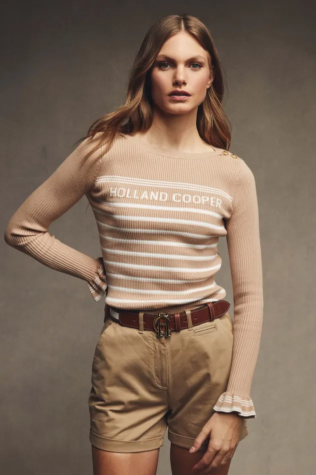 Holland Cooper Shorts Women Arnesby Chino Short Stone Holland Cooper Shorts Women Arnesby Chino Short Stone