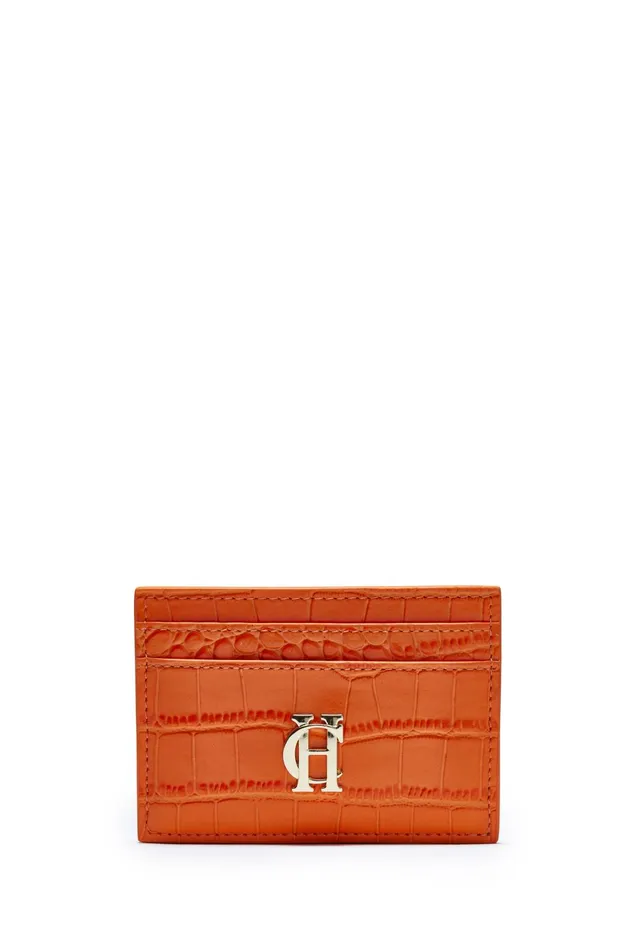 Holland Cooper Small Leather Goods Women Chelsea Card Holder Orange Croc