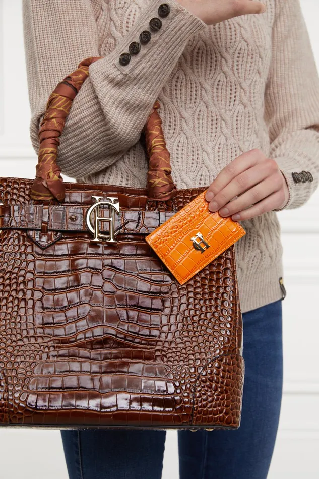 Holland Cooper Small Leather Goods Women Chelsea Card Holder Orange Croc Holland Cooper Small Leather Goods Women Chelsea Card Holder Orange Croc