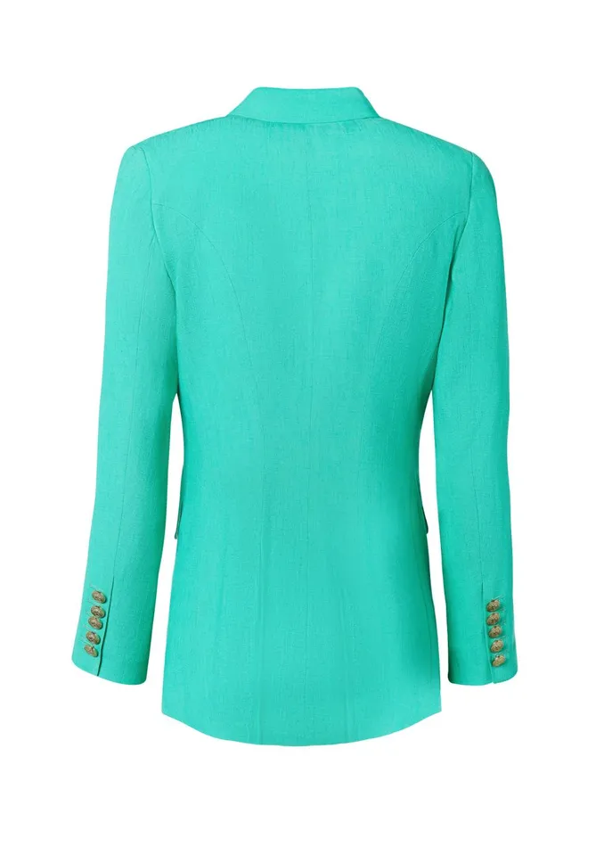 Holland Cooper Tailoring Women Double Breasted Blazer Jade Linen